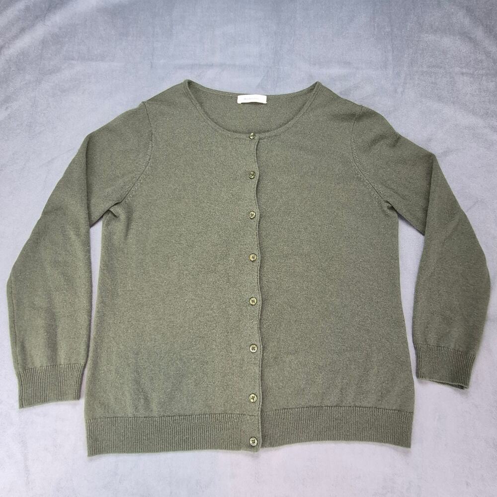 Woolovers Knit Casual Cardigan 80% Wool 20% Cashmere Womens Green L Sweater